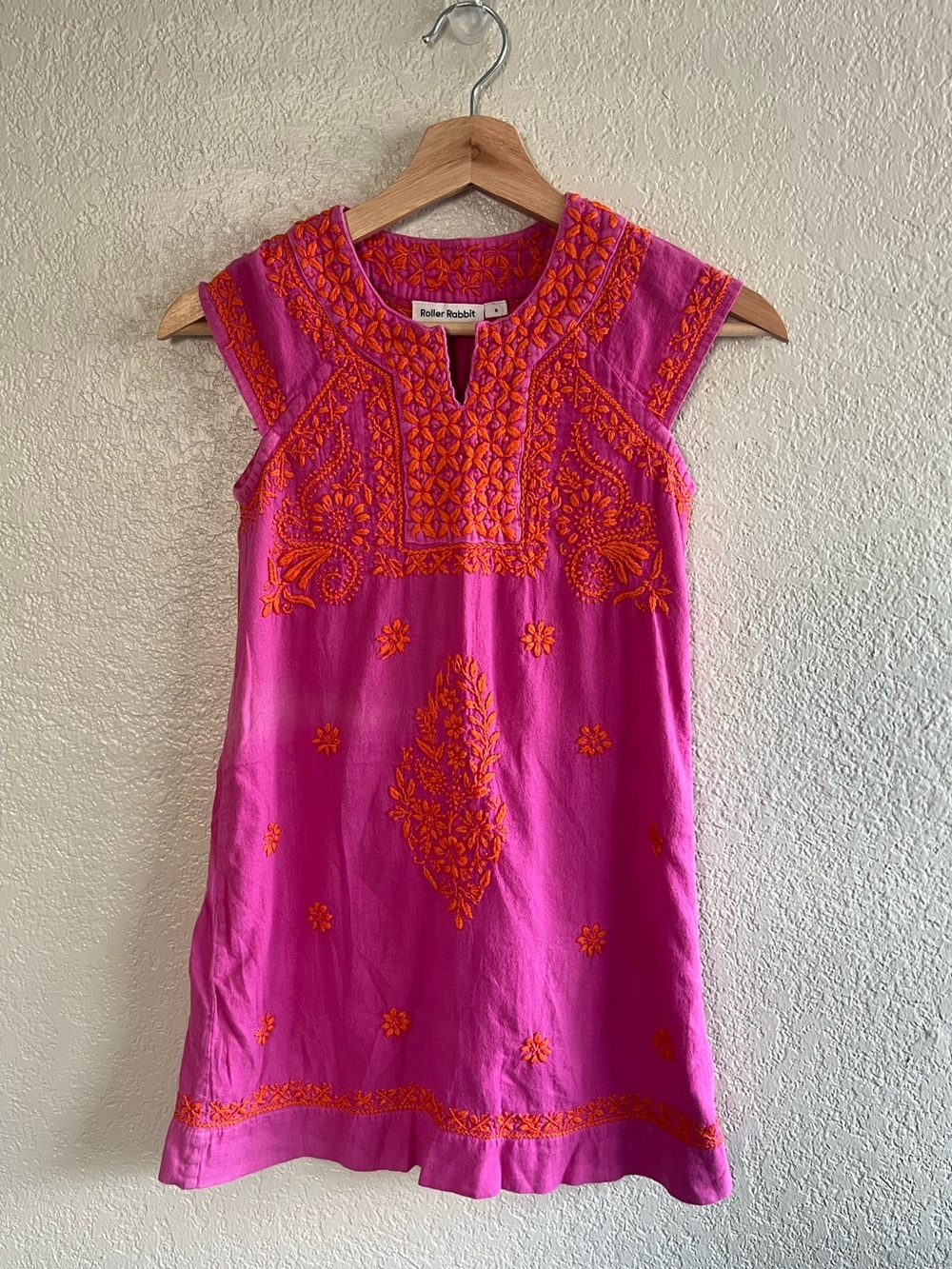 Roller Rabbit Kids Faith Dress Pink & Orange Size 8 Preppy Colorful Vacation